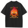 Calcifer Demon T Shirt Hip Hop Fall Washed Tshirt Retro Sweatshirts For Boys Long Sleeve Family Style Streetwear Funny T Shirt