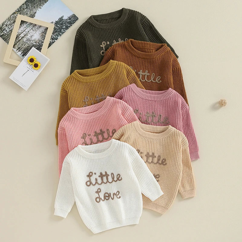 Autumn Baby Girls Boys Sweaters Coat Kids Knitting Pullovers Tops Baby Boys Girls Letter Embroidery Long Sleeve Sweaters