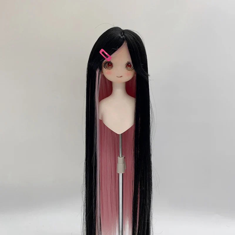 New 1/3 & 1/4 & 1/6 Bjd Doll's Wig Anime Doll Dress Up Accessories Bicolor Long Straight Wig