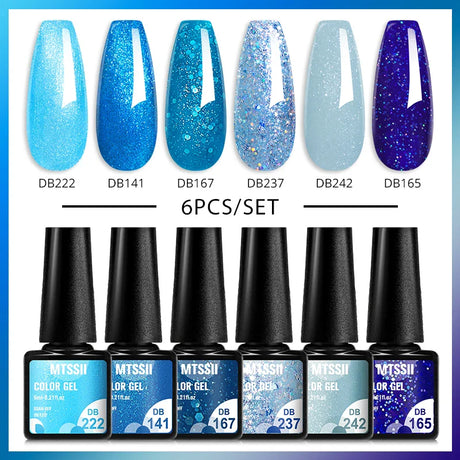 6Pcs Metallic Gel Nail Polish Set Mirror Metal Color Gel Polish Semi Permanent Varnish Soak Off UV LED Gel Nail Art Manicure