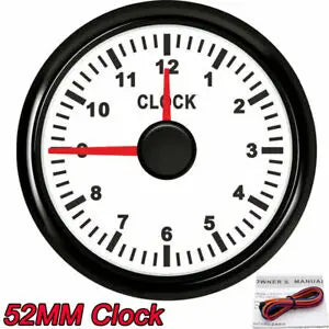 0-12 Hours HourMeters 2" 52mm Clock Gauges with Red Backlight Instrument Show Clock Meters for Car Boat Yacht RV 9-32V