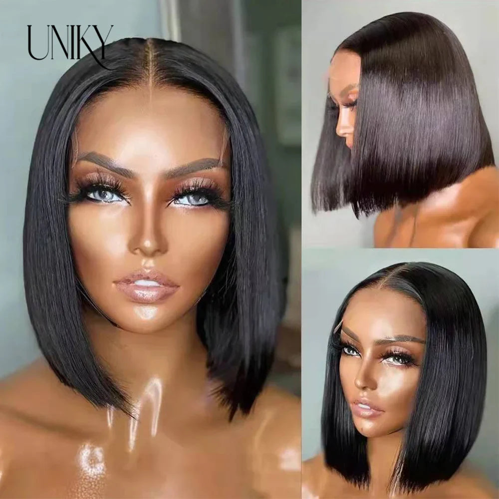 Short Straight Bob Wig 13x4 Lace Front Human Hair Wig 13x6 Frontal Wigs Brazilian Glueless 4x4 Closure Wig 180%Density For Women