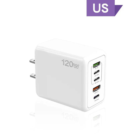 USB C Charger 120W Fast Charging Charger 5Ports Type C Mobile Phone Charger PD Power Adapter for Samsung Xiaomi iPhone LG QC3.0