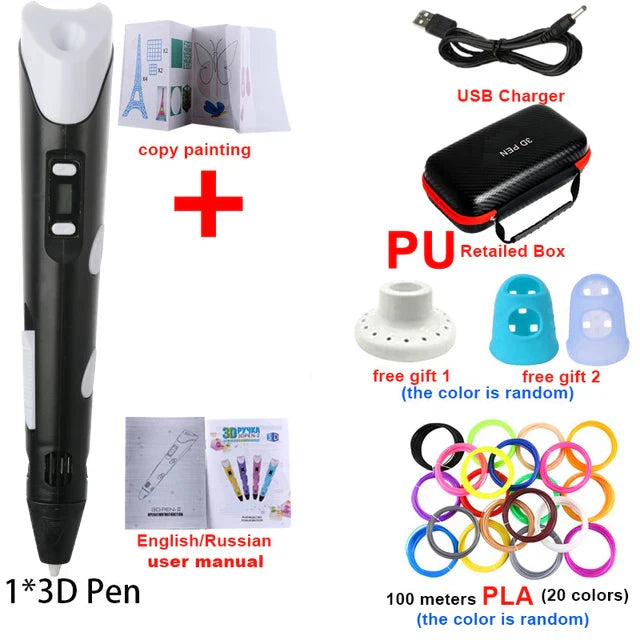 Creative 3D Printing Pen Set with Travel Case & 100M PLA Filament - Perfect DIY Gift for Kids this Christmas!