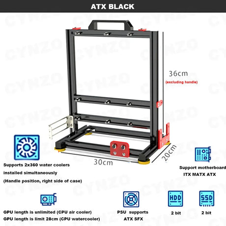 ITX MATX ATX Gamer Cabinet,MOD Desktop PC Case Open Frame Rack,Water Cooler Computer Gaming Chassis Vertical Personality DIY