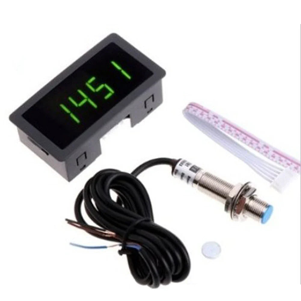 Speed Measuring Instrument 4 Digital LED Tachometer Gauge RPM Speed Meter+Hall Proximity Switch Sensor NPN For Motor Detecting