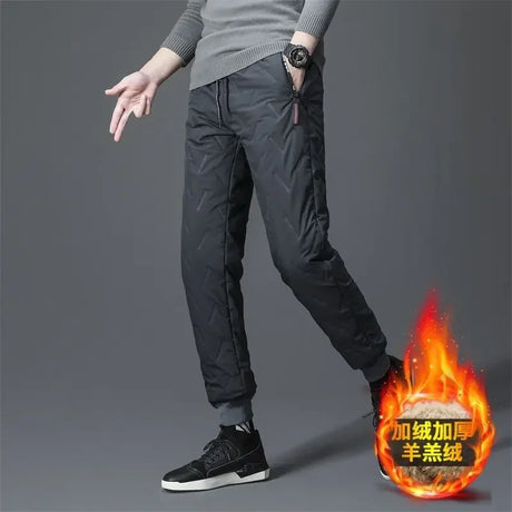 2023 Winter Lambswool Warm Pants Thicken Men Loose Jogger Fleece Pants Casual Long Track Windproof Waterproof Thermal Trousers