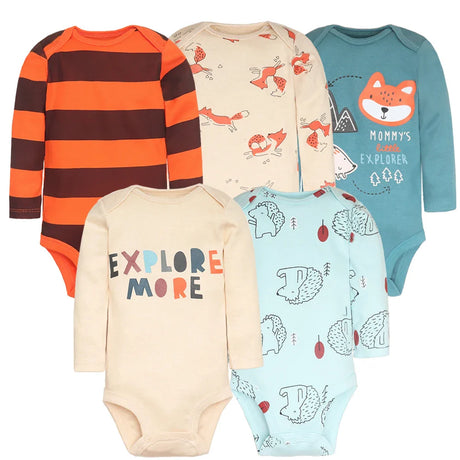 3-5 PCS/LOT Soft Cotton Baby Bodysuits Long Sleeve Newborn Baby Clothing Set Christmas Baby Girls Boys Clothes Infant Jumpsuit