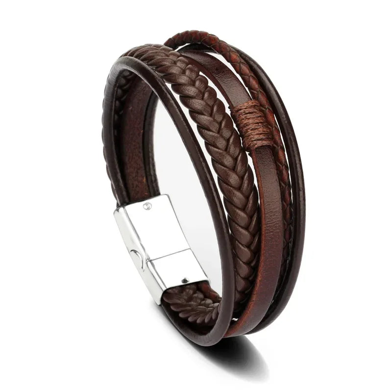 Trendy  Leather Bracelets For Men Multilayer Braided Rope Bracelets For Male Bracelets Jewelry Pulsera Hombre