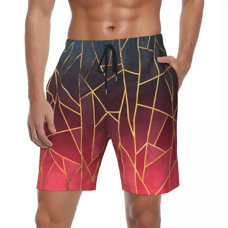 Man Board Shorts Rainbow Ombre Vintage Swimming Trunks Gradient Quick Dry Sports Fitness Hot Sale Plus Size Beach Short Pants