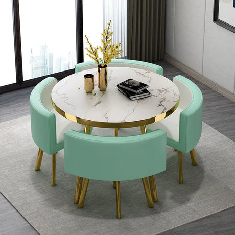 Luxury Reception Negotiation Table and 4 Chairs Round Table Office Conference Shop Visitor Desk Home Dining Tables Kitchen Mesa