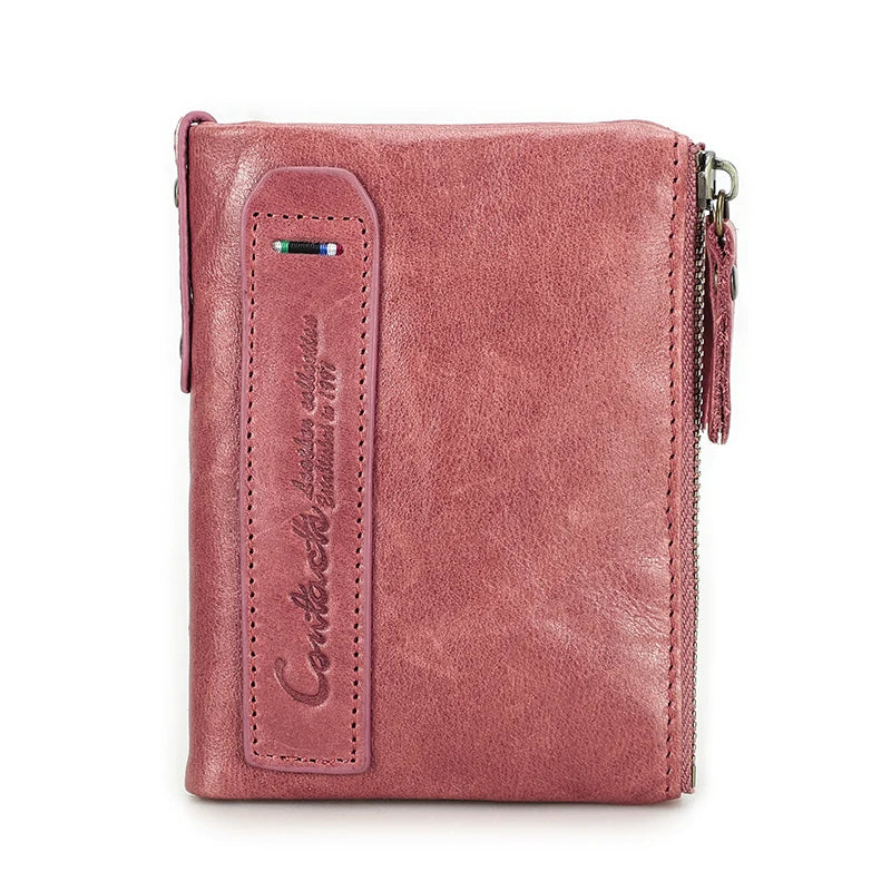 CONTACT'S Genuine Leather Wallets for Women Short Bifold Fashion Women's Purses Card Holder Coin Purse Money Clip Women's Wallet