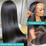 250 Density 30 40 Inches Bone Straight 13x4 Transparent Lace Front Human Hair Wigs Brazilian 13x6 Lace Frontal Wig For Woman