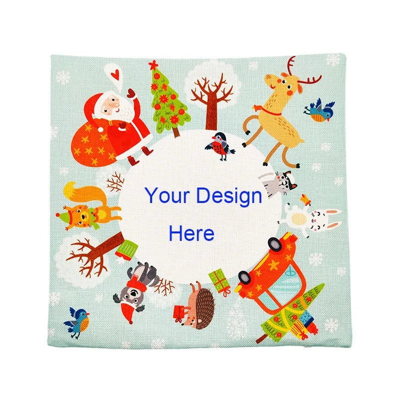 5pcs Sublimation DIY White Blank Linen Square Merry Christmas Pillow Case