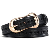 Women Belts Long Cow Genuine Leather Good Quality Alloy Gold Pin Buckle Fashion Soft Genuine Leather Strap Belt Jeans Lady Cinto