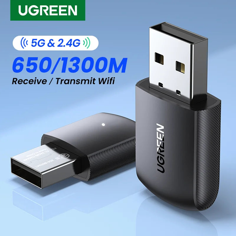 UGREEN Wifi Adapter AC650/AC1300 5G&2.4G WiFi USB Ethernet for PC Laptop Desktop Windows Linux WiFi Antenna Dongle Network Card