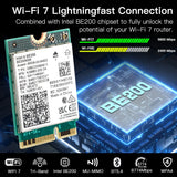 WiFi 7 for Intel BE200 Network Card Bluetooth 5.4 Tri Band 2.4/5/6GHz 8774Mbps BE200NGW M.2 Wireless Adapter Better than Wifi 6E