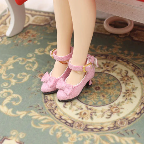 2.3cm*1cm Doll Shoes Ob24 22 Doll Noble Bow High Heels With Button For Blythes Licca Azones Ob24 Ob22 Fr Doll Body