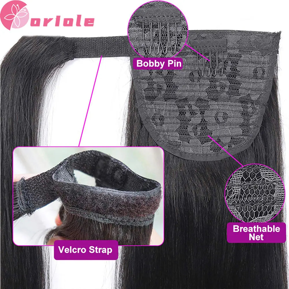 Water Wave Ponytail Human Hair Wrap Around Ponytail Extensions Remy Hair Ponytails Clip in Hair Extensions 28 30 Inches