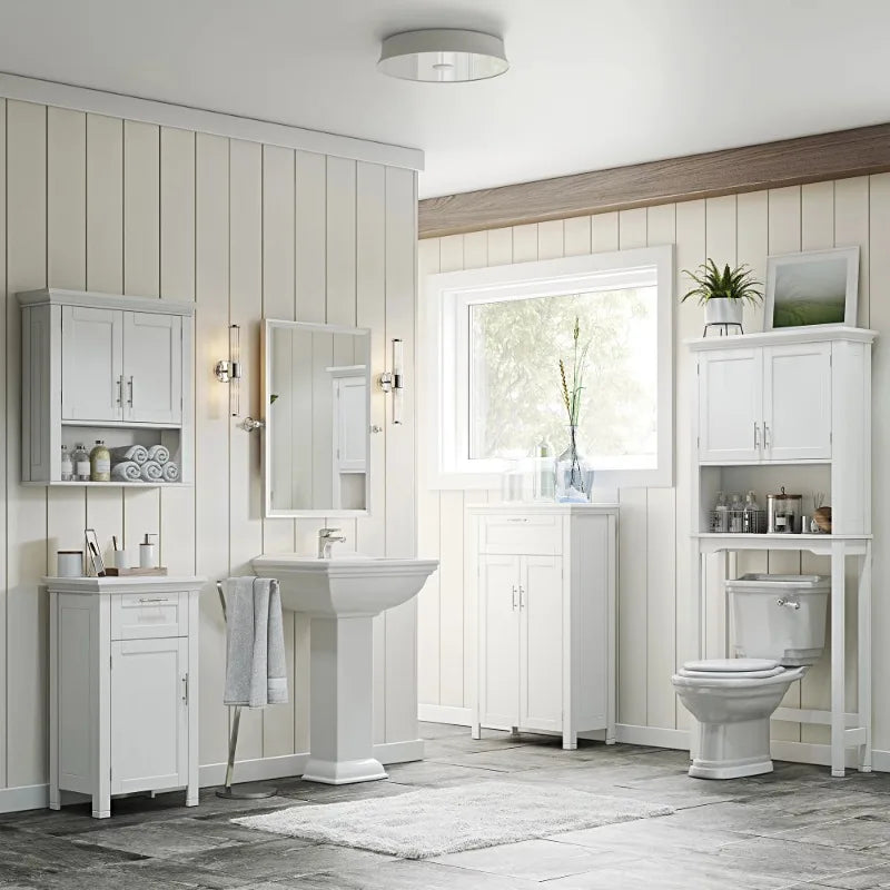 RiverRidge Home Somerset Collection 2-Door Bathroom Storage Wall Cabinet with 1 Open Shelf and 2 Interior Shelves, White