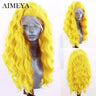 AIMEYA High Temperature Fiber Lace Wigs for Women Pink Hair Synthetic Lace Front Wig Long Hair Wavy Wigs Heat Resistant Cosplay