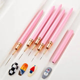 Line Drawing Pen Extremely Fine Nail Painting Nail Brush Tools Suit 5 Pieces Flower Drawing Hook Line Flower Drawing Dating Crea