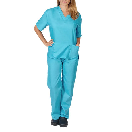 Solid High Quality New Scrub Uniforms Suit Beauty Pet Shop Uniforms Salon Womens Scrub Set Work Wear Scrub Suit Tops + Pants