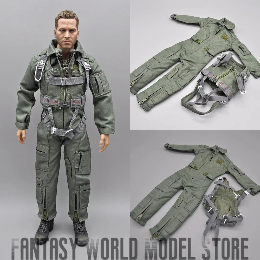 DML 1/6 Scale Male Soldier Modern US Air Force Pilot Army Green Bodysuit Combat Chest Brace Set for 12'' Action Figure Body Doll