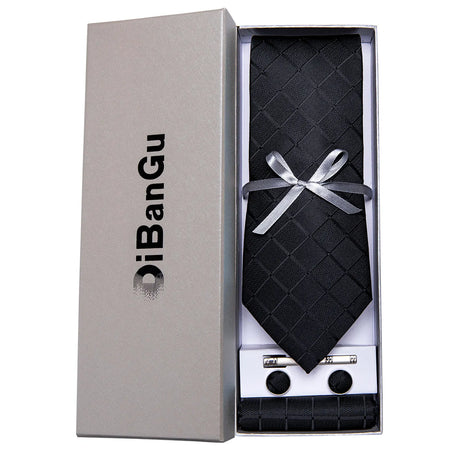 Ties for Men Gift Box Silk Jacquard Necktie Pocket Square Clip Cufflinks Business Wedding Anniversary Accessories Gift Men