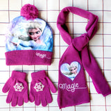 Disney New Autumn and Winter Cute Children Magic Elsa Cartoon Scarf Hat glove three-piece Warm Boy Girl Child christmas hat