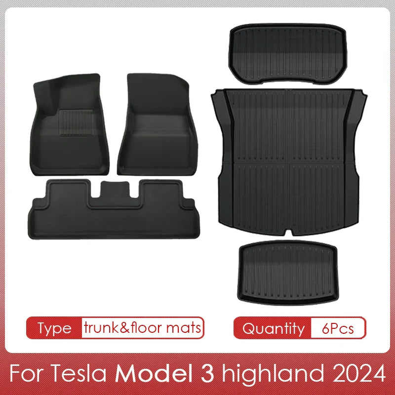 For Model 3 2024 Highland Cargo Liner Floor Mats Anti-slip Pads Waterproof Trunk Mat for Tesla Model 3 2024 Highland Accessories