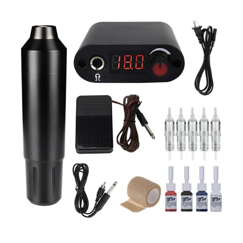 Tattoos Machine Kit Digital Screen Tattoos Power Supply Pen Ink Set Permanent Makeup Machine with Cartridge Needles Set