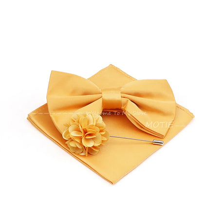 New Colorful Bowties Handkerchiefs Cufflinks Set Polyester Brooches For Men's Business Wedding Party Suit Dress Accessories Gift