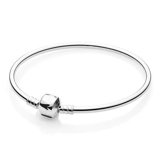 New 925 Sterling Silver High Quality Womens Bangle Classic Bucket Clasp Bracelet Fit Original Charm Bead Pendant Jewelry DIY