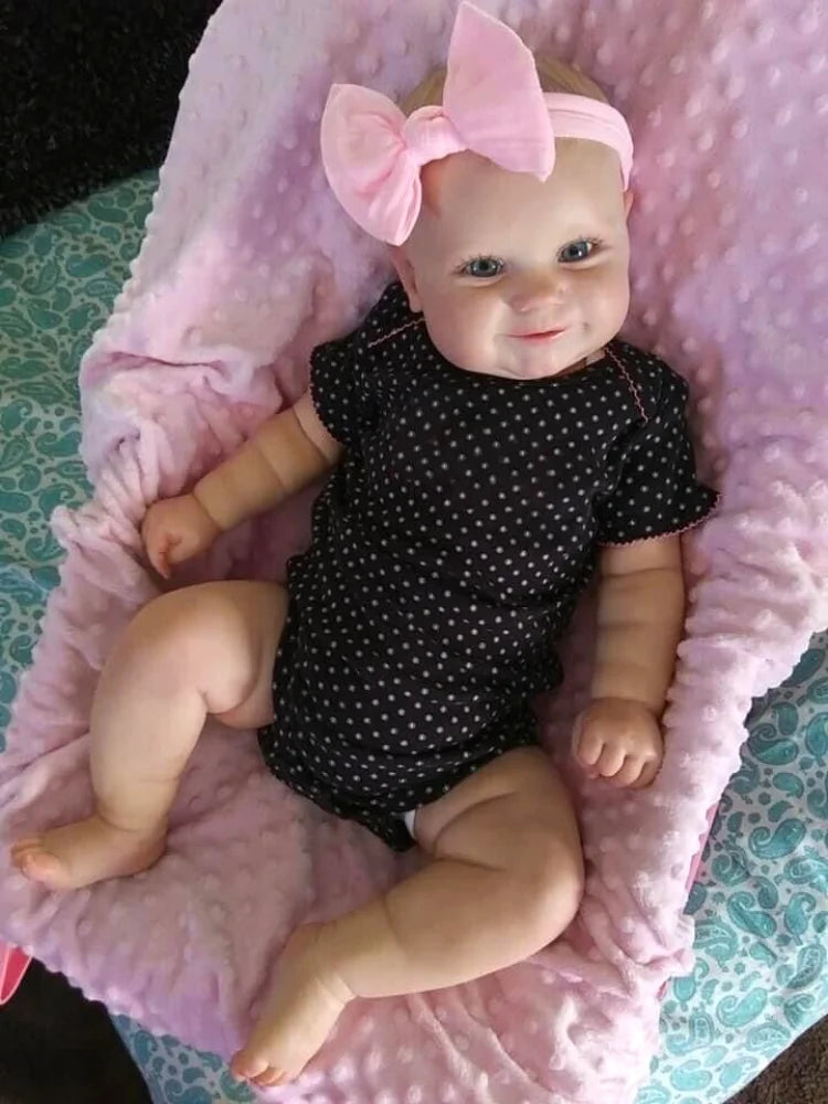 19Inch Already Finished Reborn Baby Doll Maddie Smile Girl Handmade 3D Skin Visible Veins Art Collection Doll Toy Figure Gift