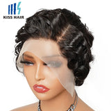 P4/27 Highlight Pixie Curly Wigs 13*4 Lace Frontal Human Hair Wig Ready to Wear Indian Hair Short Bouncy Curly Side Part