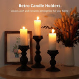 3Pcs Retro Candle Holders Iron Candle Stands 5.3/6.8/9.1 Inches Tall Pillar Candle Holder Set Black Scented Candle Stands Decor