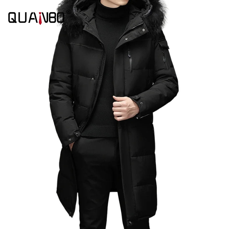 Men's Thickened Down Jacket -30 Winter Warm Down Coat 2022 New Men Fashion Long White Duck Hooded Down Parkas Plus Size 5XL