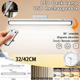 Rechargeable Desk Lamp Hanging Magnetic Reading Table Lamp LED Remote Control Dimming Lamp Battery Powered Bedroom Night Light