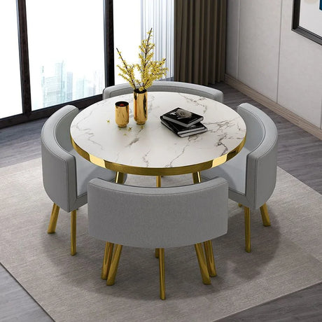 Luxury Reception Negotiation Table and 4 Chairs Round Table Office Conference Shop Visitor Desk Home Dining Tables Kitchen Mesa