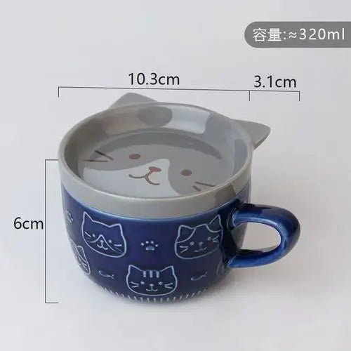 250ML Japanese Shiba Inu Ceramic Coffee Cup Saucer Cartoon Animal Breakfast Milk Cup Embossed Coffee Cup Afternoon Tea Supplies