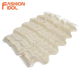 FASHION IDOL 24 Inch Body Wave Crochet Hair Synthetic Goddess Crochet Braids Natural Wavy Ombre Blonde Braiding Hair Extensions