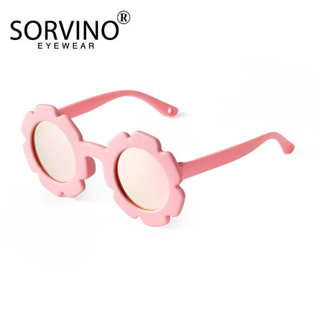 SORVINO Vintage Kids Sunglasses Child Sun Glasses Round Flower Baby Children UV400 Polarized Sunglasses Girls Boys Party Shades