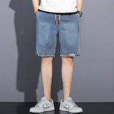 New Summer Men Denim Shorts Drawstring Loose y2k Fashion Pocket Streetwear Hip Hop Male Jeans Short Sweatpants S-5XL