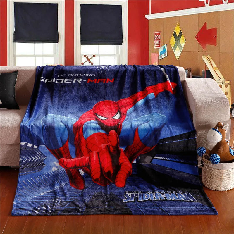 Disney Cartoon iron Man Spiderman Blanket Cartoon Printed Soft Boy Baby Coral Fleece Blankets Thick Warm Sofa Bed Sheets