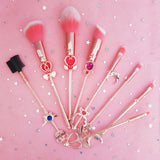 makeup brushes sailor moon Anime Cardcaptor Sakura Makeup Brushes Set Tools Kit Powder Loose Eye Shadow Blush Synthetic