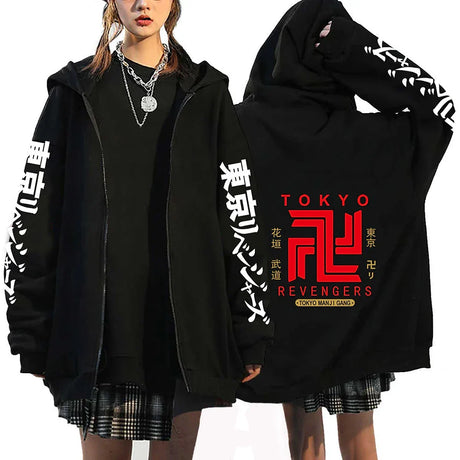 Japan Anime Tokyo Revengers Plus Size Hoodie Mikey Baruhara Graphic Printed Hooded Men Women Sweatshirt With Zipper Hip Hop