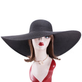 Lawliet 7.1''/18cm Foldable Oversized Huge Wide Brim Sun Beach Straw Hats Wedding Womens Floppy Party Dressy A330