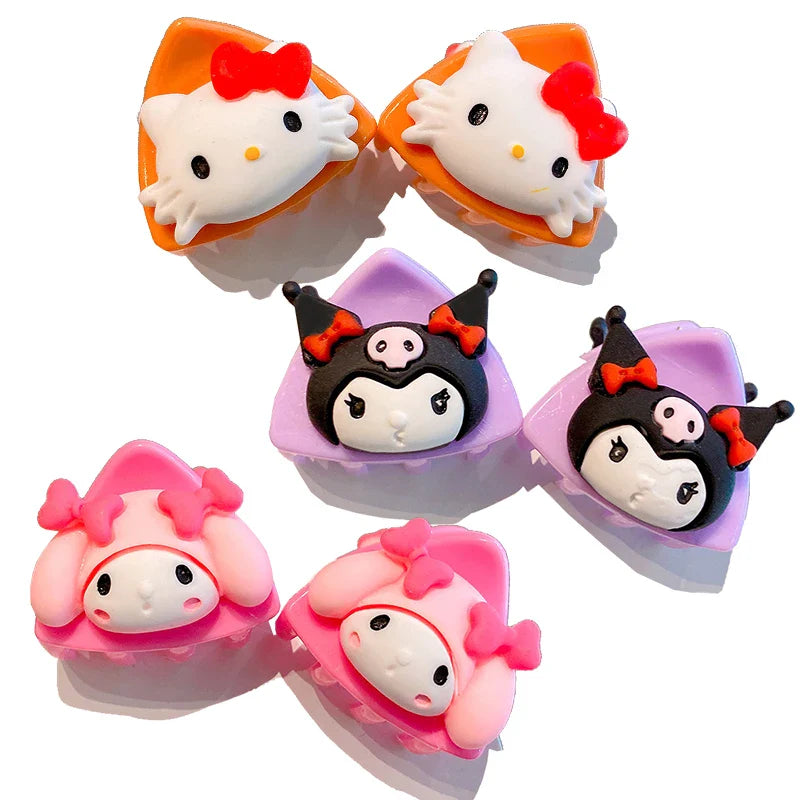 Sanrio Hello Kitty Plush Hairclip Kuromi Hairpins Women Cute Cartoon Hair Claws Girl Kawaii Cinnamoroll Hair Accessory Kids Gift