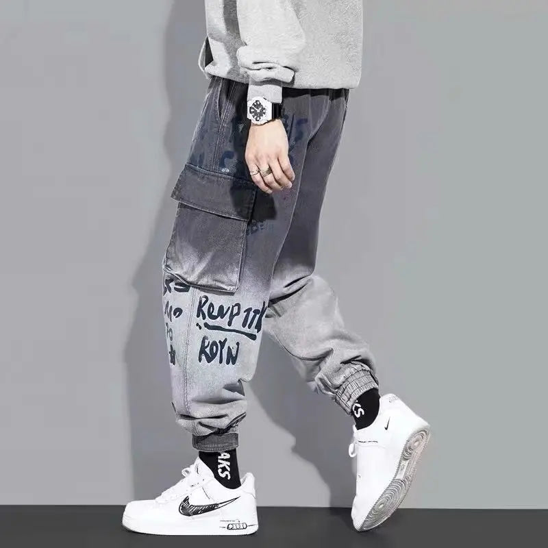 2023 Spring Autumn New Streetwear Baggy Jeans Men Korean Denim Cargo Jean Pants Baggy Harem Jean Trousers Male Brand Clothing